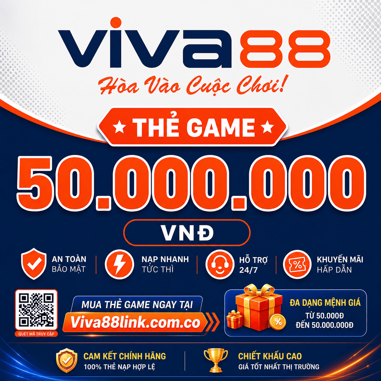Thẻ Viva88 mệnh giá 50.000.000 VNĐ