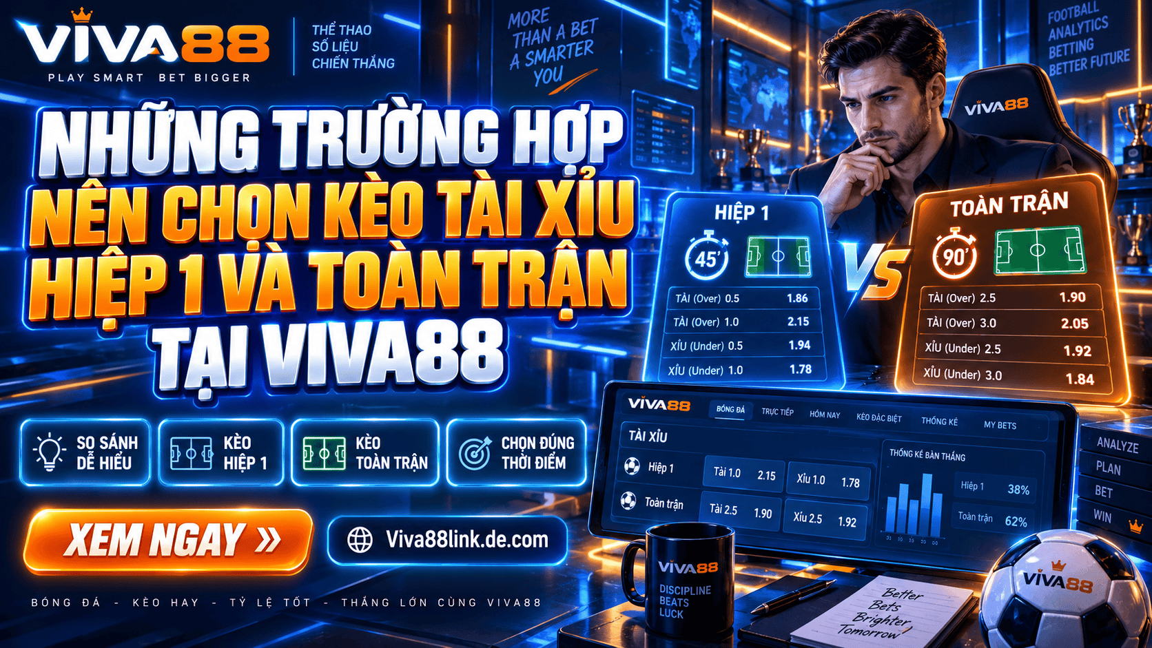 Những trường hợp nên chọn kèo tài xỉu hiệp 1 và toàn trận tại Viva88 Những trường hợp nên chọn kèo tài xỉu hiệp 1 và toàn trận tại Viva88