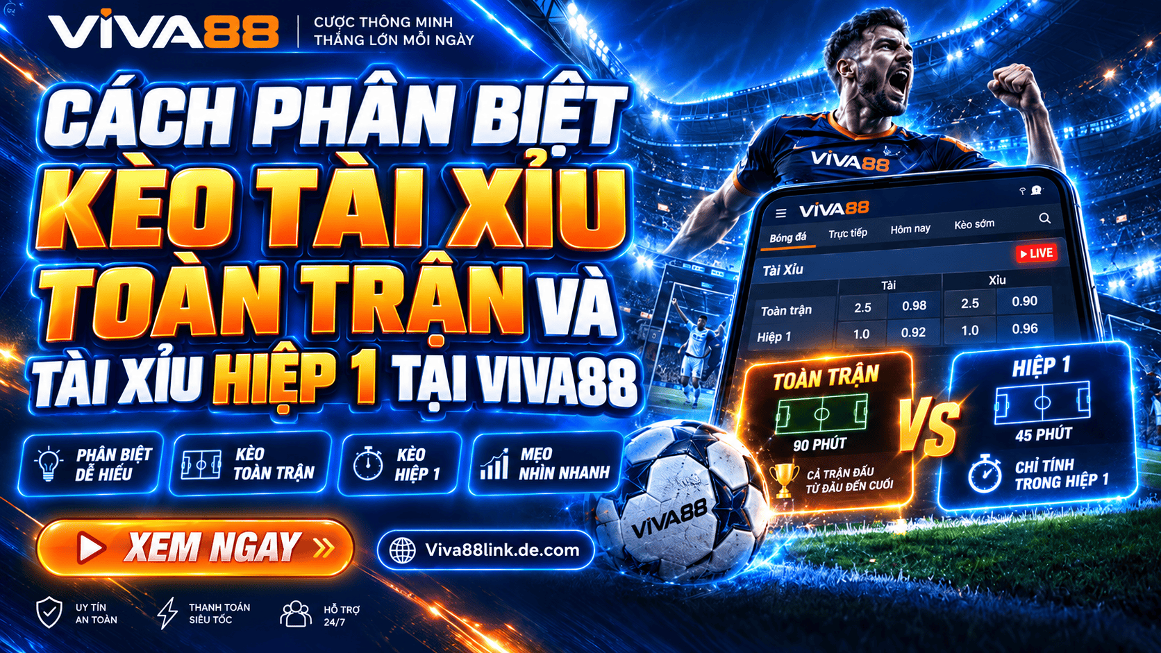 Cách phân biệt kèo tài xỉu toàn trận và tài xỉu hiệp 1 tại Viva88 Cách phân biệt kèo tài xỉu toàn trận và tài xỉu hiệp 1 tại Viva88