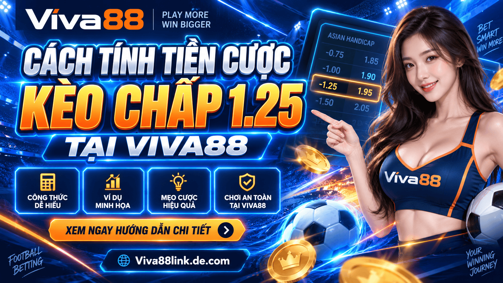 Cách tính tiền cược kèo chấp 1.25 trái tại Viva88 Cách tính tiền cược kèo chấp 1.25 trái tại Viva88